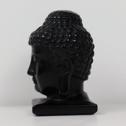 Black Obsidian Buddha Head Carving