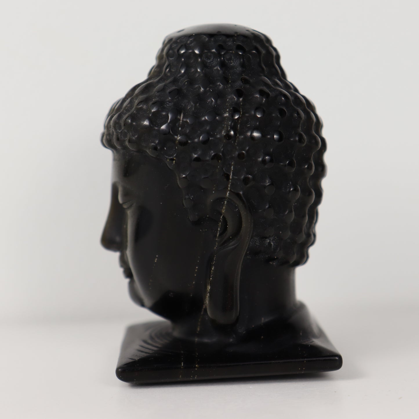 Golden Obisidan Buddha Head Carving